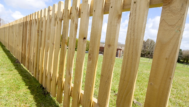 A natural-wood fence.