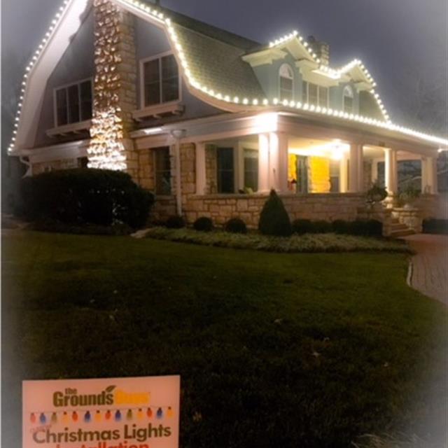 A house with Christmas decorations.