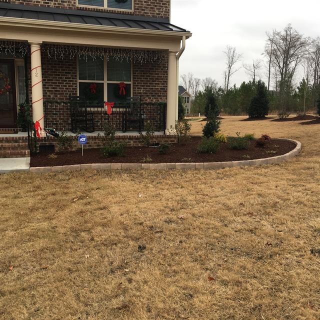 A side view of the garden of a house.