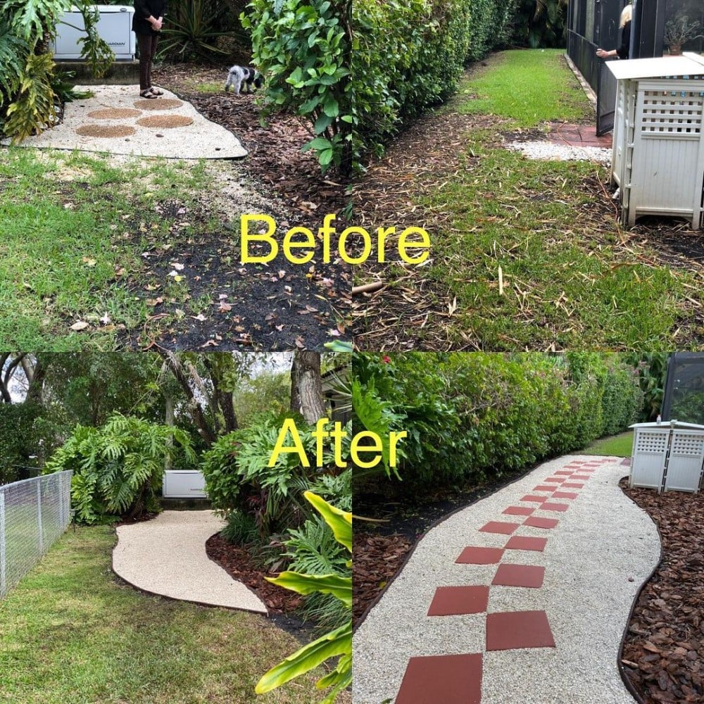 Before and After cleaning the walkway