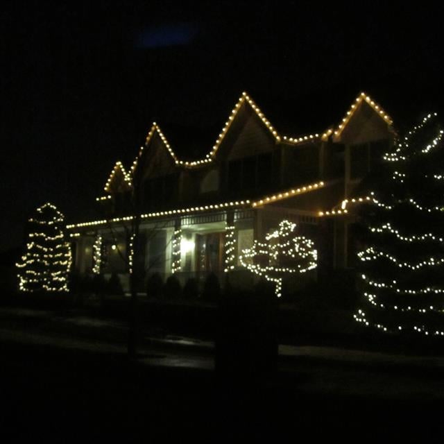 Christmas lights in a house.