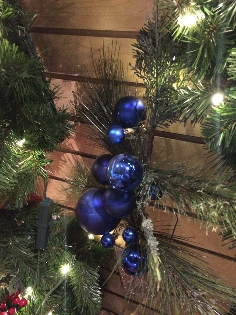 Evergreens with Blue ornaments