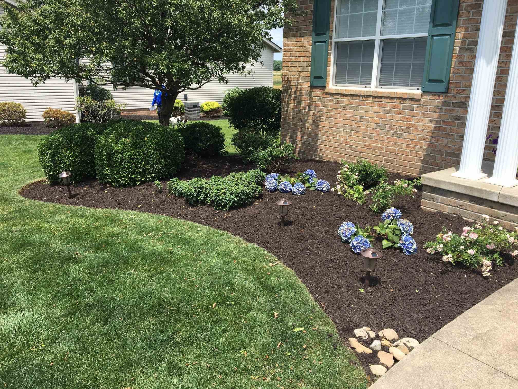 Fresh planter and well manicured lawn