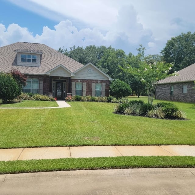 Freshly cut front lawn