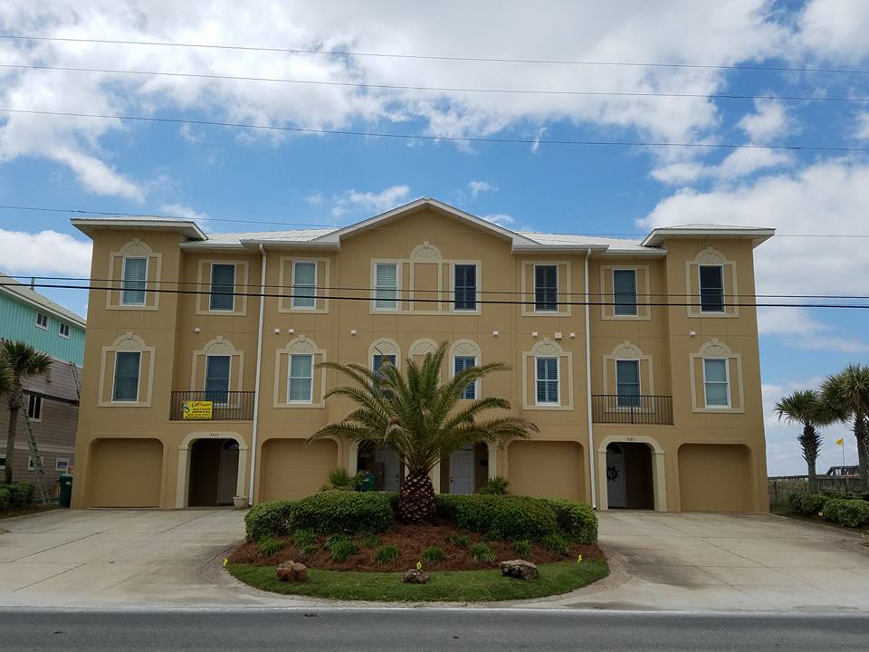 Front of building and planter