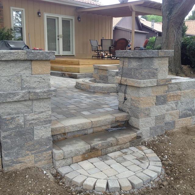 Front yard with brick block