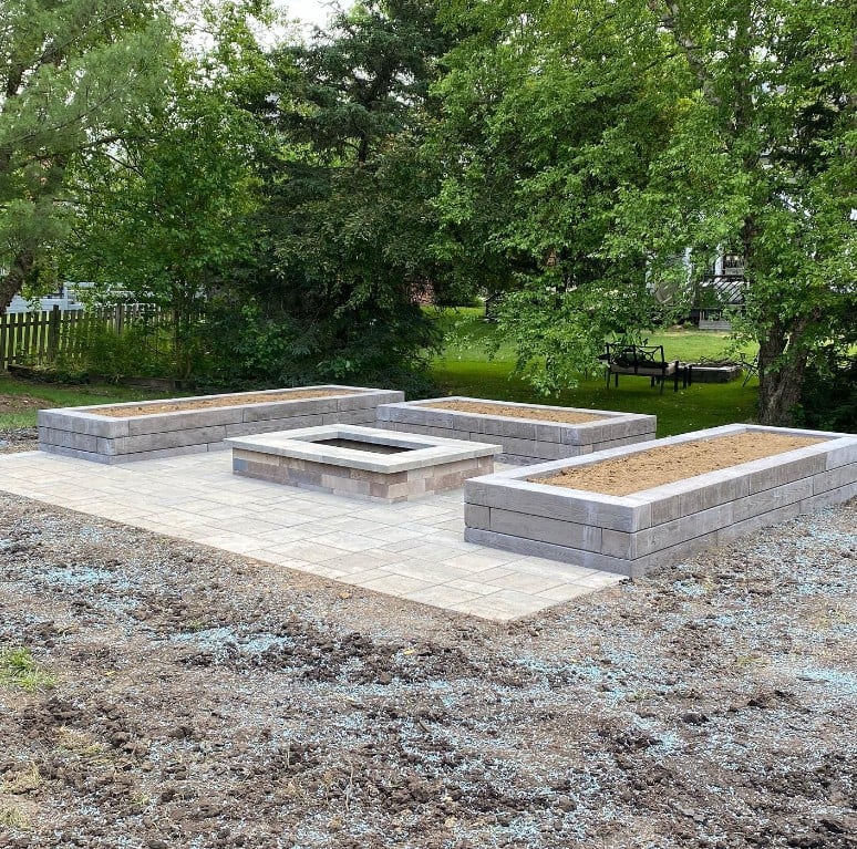 Garden boxes and fire pit ready for summer!