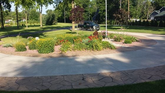 Driveway and fresh planter