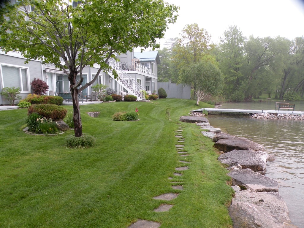 General landscaping alongside a lake