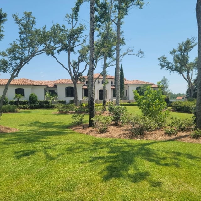 Landscaped beds in front yard