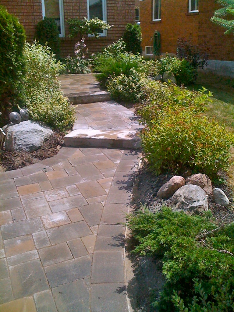 Landscaping along a pathway