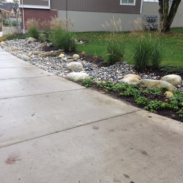 Pavement with a side garden