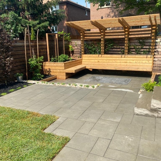 Wooden lawn and garden area