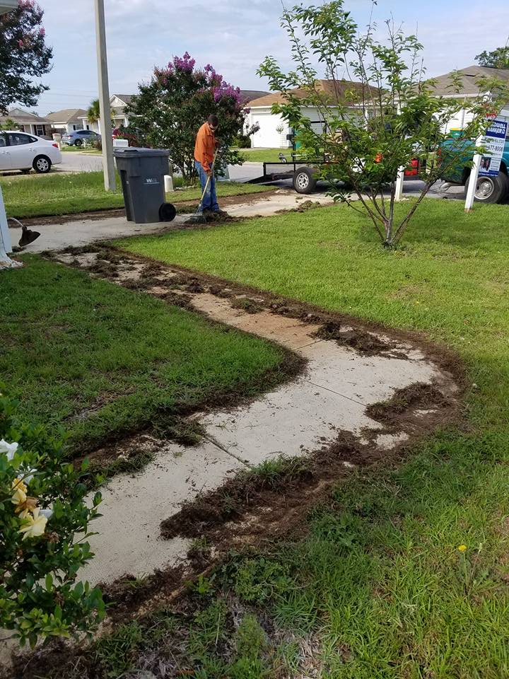 Working on lawn and path