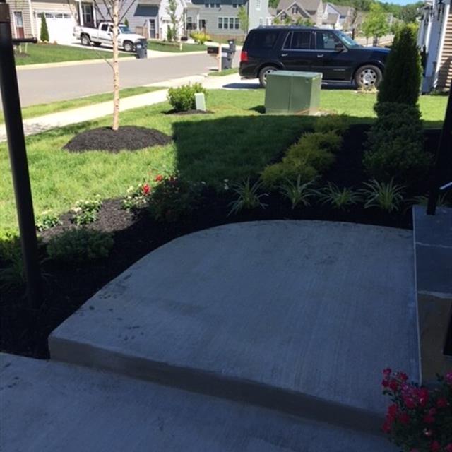 lawn and garden setup on the walkway