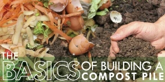 Compost pile with text: 