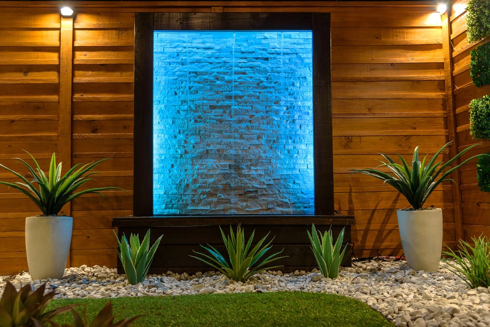 Water wall in residential yard