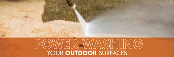 Power washer with text: 